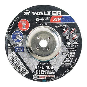 Walter Depressed Center Cut-Off Wheel, Type 27, 0.0313 In Thick, Aluminum Oxide