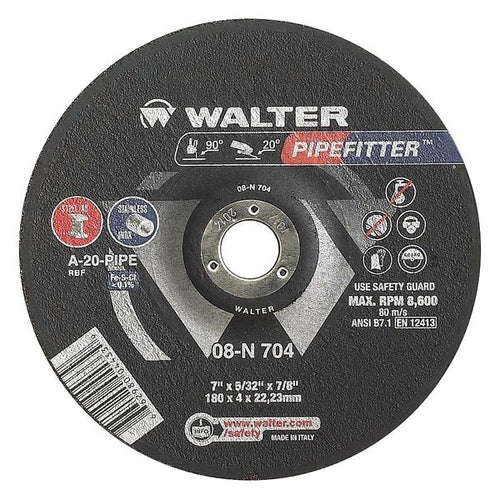 Walter Depressed Center Grinding Wheel, Type 27, 0.1563 In Thick, Aluminum Oxide