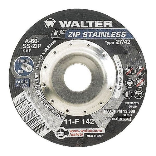 Walter Depressed Center Cut-Off Wheel, Type 27, 0.0469 In Thick, Aluminum Oxide