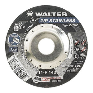 Walter Depressed Center Cut-Off Wheel, Type 27, 0.0469 In Thick, Aluminum Oxide