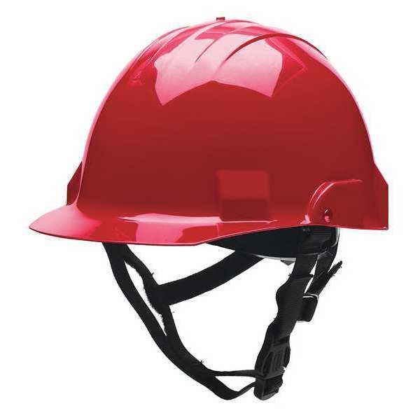 Bullard Fire/Rescue Helmet (Red Thermoplastic w/ 8-Point Ratchet Suspension and 2-Point Chinstrap, Vinyl Brow Pad)