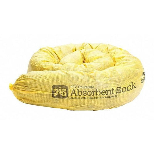 Sorbents, 12 gal, 3 in x 48 in, Water, Yellow, Polypropylene