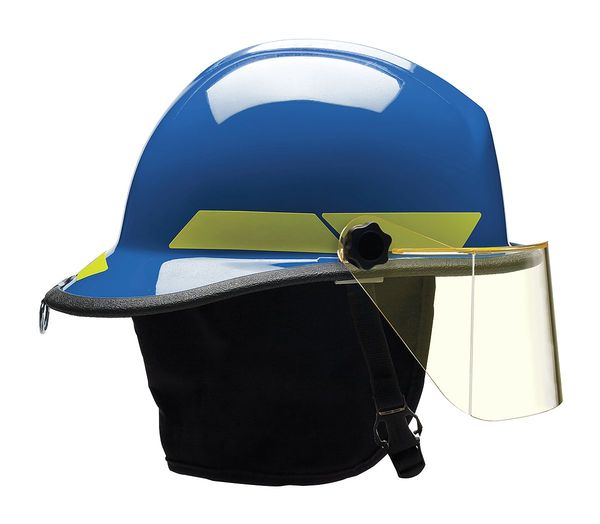 Bullard Fire Helmet, Modern Style (Blue Thermoplastic, w/ 4 in Faceshield)