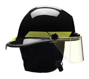 Bullard Fire Helmet, Modern Style (Black, w/ 4 in Faceshield and Integrated Light)