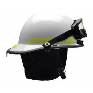 Bullard Fire Helmet, Modern Style (White, w/ Goggles and Integrated Light)