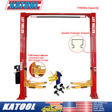 Load image into Gallery viewer, Katool KT-M110 11000 lbs. Clear Floor Two Post Lift