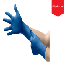 Load image into Gallery viewer, Ansell MICROFLEX® UltraSense® US-220 Blue Fully Textured Latex Gloves - 100Pr/Bx