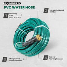 Load image into Gallery viewer, Avagard PVC Water Hose Assembly 3/4" X 15', 3/4" Male and Female GHT Fittings. 500 PSI Burst Rating. Includes Extra Washer and Bend Restrictor. 2 Pack