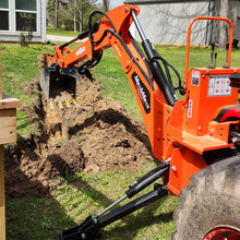 Load image into Gallery viewer, MechMaxx 7' Tractor Backhoe Attachment with Mechanical Thumb, 12" Bucket, ISO/SAE Switchable Controls, Self-Contained Hydraulic System, 3 Point Hitch Cat.1, 15-50 HP, BH660M