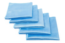 Load image into Gallery viewer, Blue Microfiber Dual-Texture Glass Towel 16" x 16", 350 GSM, 5 Pack