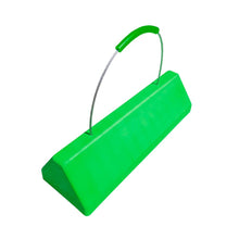 Load image into Gallery viewer, 24" Single SafeRay™ Hi Viz Commercial Aircraft Chock for Narrow and Wide Body Aircraft with Cable Handle and Urethane Grip, Green - CAC24