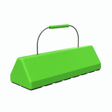 Load image into Gallery viewer, 24" Single Hi Viz Commercial Aircraft Chock for Narrow and Wide Body Aircraft with Rubber Pad, Cable Handle and Urethane Grip, Green - CAC24-RP
