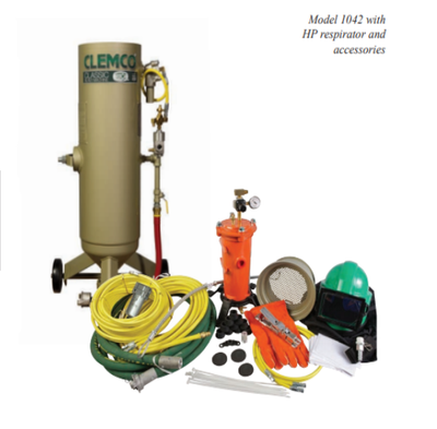 Clemco 01039 1 Cubic Foot  Blast Machine Packages with 1/2” piping 10” diameter Manual Sand Valve Sandblast Pots - Apollo HP SaFety Gear
