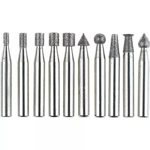 Steelex Plus D2470 - Diamond Burr, 10 pc. Set 1/4