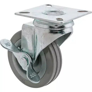 Steelex D2595 - 3" Gray Rubber Swivel Caster w/ Brake