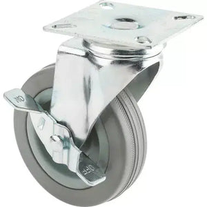 Steelex D2597 - 4" Gray Rubber Swivel Caster w/ Brake