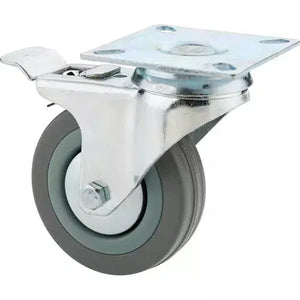 Steelex D2598 - 3" Gray Rubber Swivel Caster w/ Double Brake