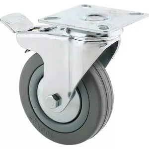 Steelex D2599 - 4" Gray Rubber Swivel Caster w/ Double Brake