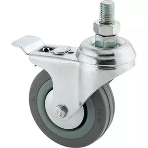 Steelex D2601 - 3" Gray Rubber Swivel Caster w/ Double Brake, Threaded