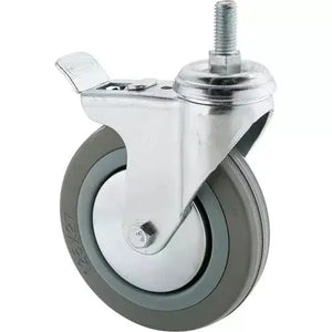 Steelex D2603 - 5" Gray Rubber Swivel Caster w/ Double Brake, Threaded