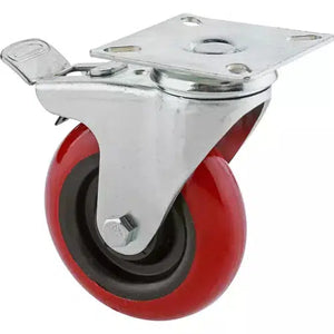 Steelex D2610 - 4" Red Polyurethane Swivel Caster w/ Brake