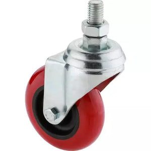 Steelex D2613 - 3" Red Polyurethane Swivel Caster Threaded