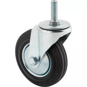 Steelex D4642 - 5" Black Rubber Swivel Caster, M12x1.75 Threaded Mount