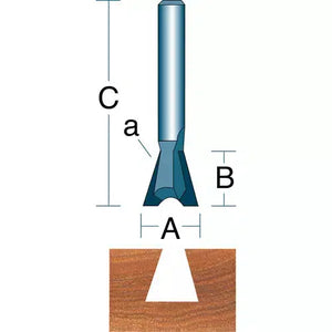 Roman Carbide DC1431 - 1/2" 8° Dovetail Extra Length 1/4" Shank