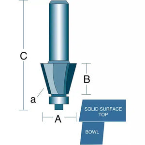 Roman Carbide DC1503 - Corian® 15° Bowl Edge 1/2" Shank