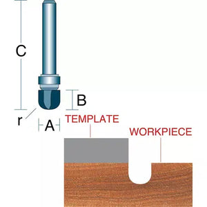 Roman Carbide DC1661 - Core Box Pattern 1/4" Shank