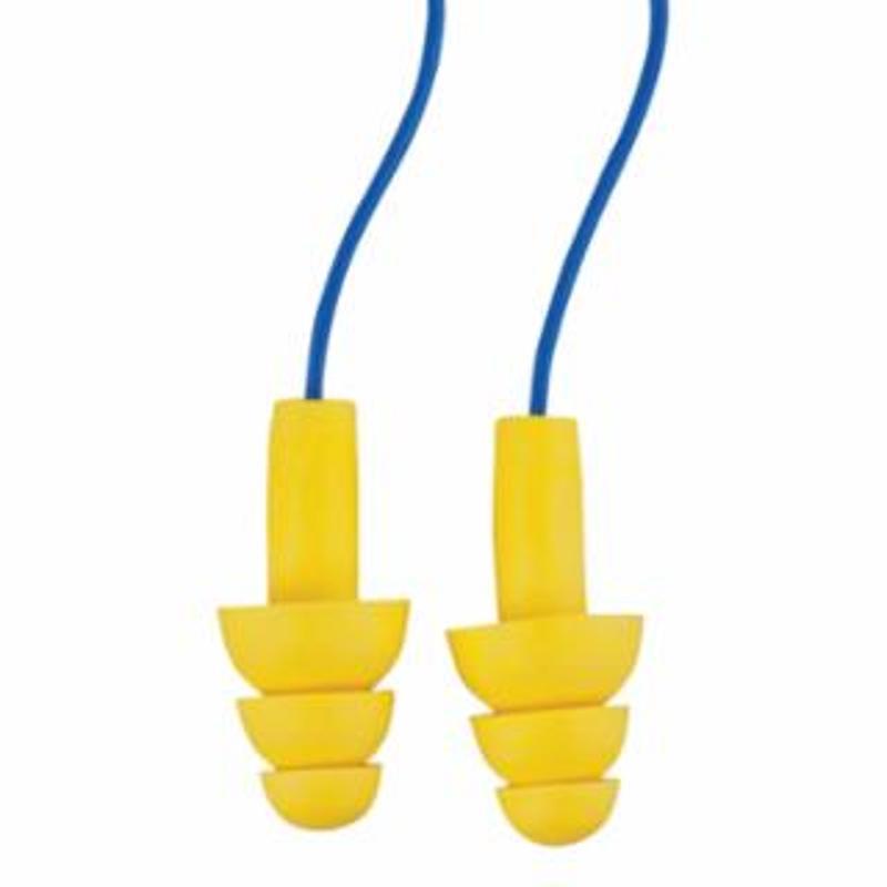 3M E-A-R™ Ultrafit™ Earplugs, Elastomeric Polymer, Yellow, Corded, Poly Bag 200 PR / BX