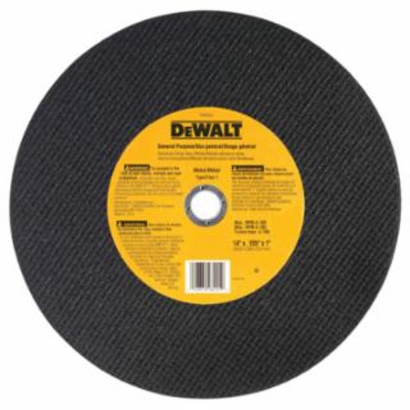 DeWalt Type 1 - Cutting Wheel, 14 in, 1 in Arbor, A24R, 4,400 RPM, General Purpose 
10 EA / BOX