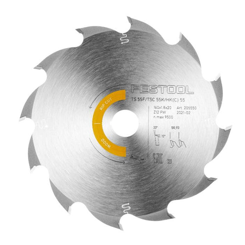 Festool Panther Wood Rip Cut 12 Tooth Saw Blade for TS 55 F/TSC 55 K/HK 55/HKC 55 205559
