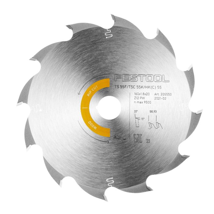 Festool Panther Wood Rip Cut 12 Tooth Saw Blade for TS 55 F/TSC 55 K/HK 55/HKC 55 205559