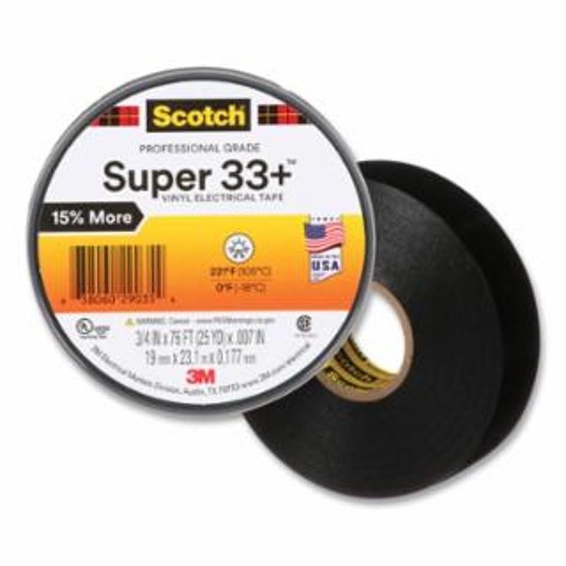 3M Electrical Super 33+™ Vinyl Electrical Tape, 76 ft L x 3/4 in W, Black 10 RL / CT
