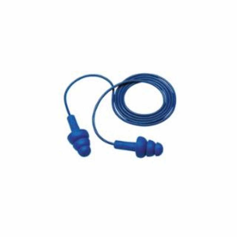 3M E-A-R™ Ultrafit™ Earplugs, Elastomeric Polymer, Blue, Corded, Poly Bag, Metal Detectable 200 PR / BX