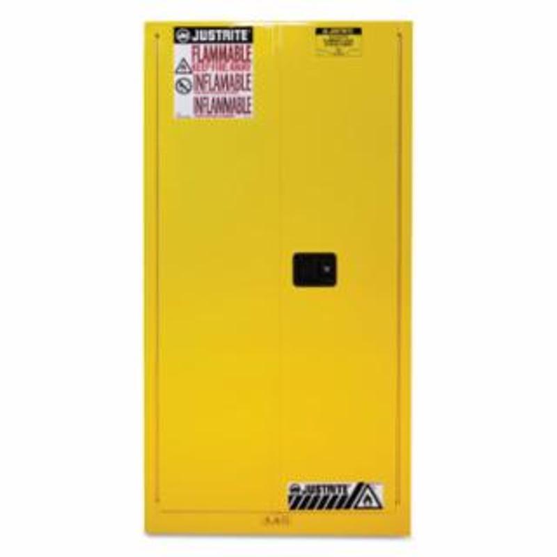 Justrite Yellow Safety Cabinets for Flammables, Self-Closing Cabinet, 60 Gallon 1 EA / EA