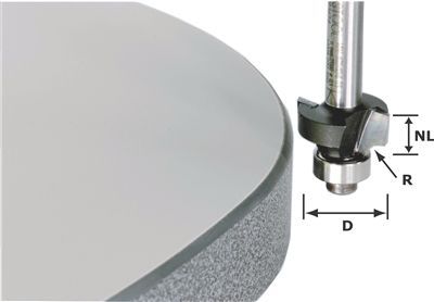 Festool HW Roundover Bit with Bearing 499798