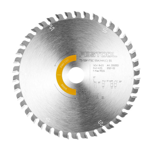 Festool Fine-Cut Wood 42 Tooth Saw Blade for TS 55 F/TSC 55 K/HK 55/HKC 55 205561