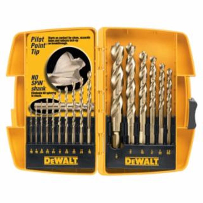 DeWalt Gold Ferrous Oxide Drill Bit Set, 1/16 in to 1/2 in Cut diam, 16-Piece 
1 ST / ST