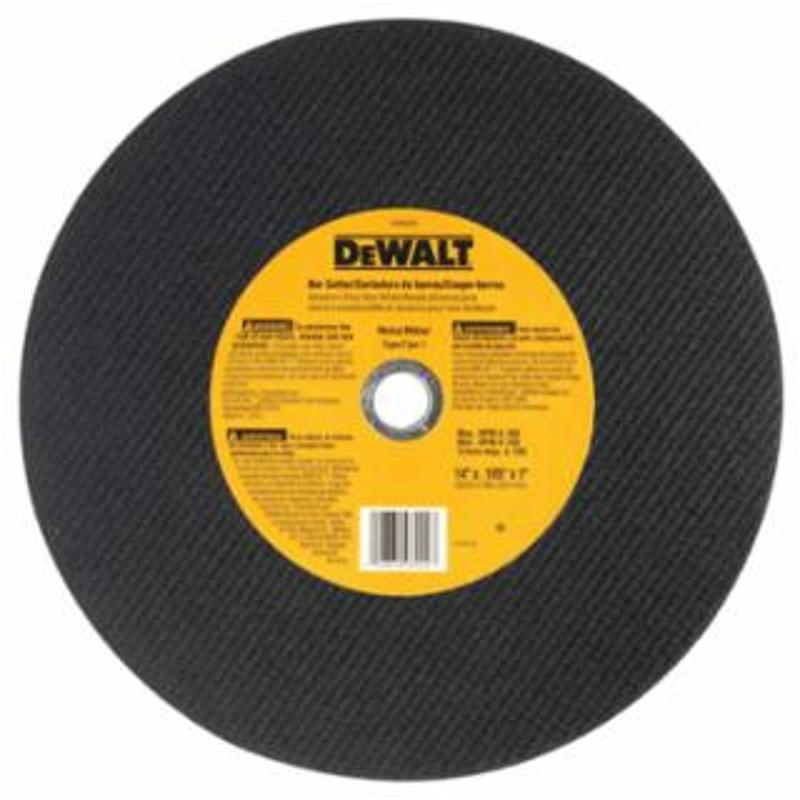 DeWalt Type 1 - Cutting Wheel, 14 in, 1 in Arbor, A24R, 4,300 rpm, Bar Cutter 
1 EA / EA