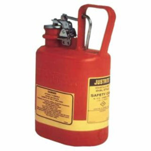 Justrite Oval Nonmetallic Type l Safety Cans for Flammables, 1 gal, Red, Stainless Steel