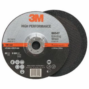 3M Silver Depressed Center Grinding Wheel, 7 in dia, 1/4 in, 7/8 Arbor, 36 Grit 10 EA / CT