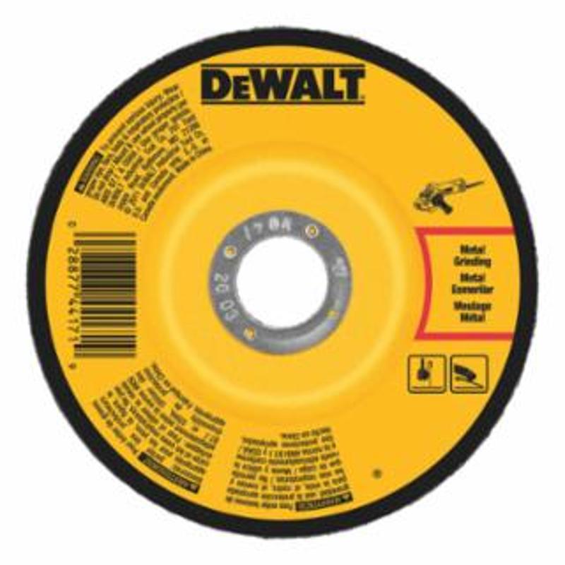 DeWalt Type 27 Depressed Center Wheel, 6 X 1/4 X 5/8 in - 11, A24R Grit, Aluminum Oxide 
10 EA / CA