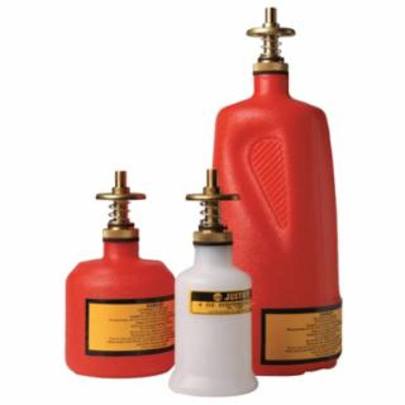 Justrite Nonmetallic Dispensing Can, 8 oz, Polyethylene, Red, Brass Valve