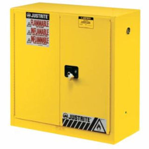 Justrite Yellow Safety Cabinets for Flammables, Manual-Closing Cabinet, 45 Gallon 1 EA / EA