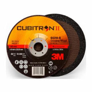 3M Cubitron™ II Depressed Center Grinding Wheel, 6 in dia, 1/4 Thick, 7/8 Arbor, 36 Grit, Precision Shaped Ceramic 20 WH / Case