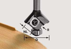 Festool 1.5mm Radius Router Bit for Edge Banding S8 HW R1.5 D28 KL12.7 MFK 499810