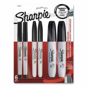 Sharpie Assorted Tips Permanent Marker Set, Black 6 EA / PK