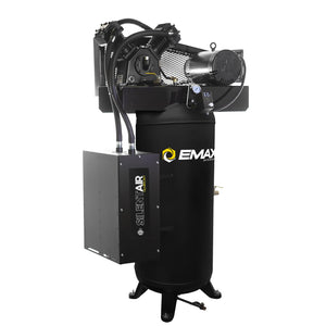 EMAX ESS05V060V1 Silent Air Industrial 5HP 2CYL Single Stage 19CFM 60 Gallon Air Compressor w/isolator pads - Splash Lube Pump